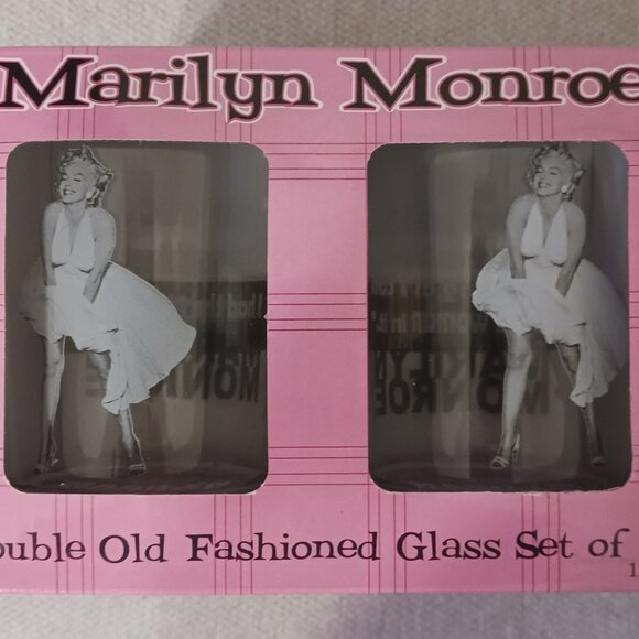 Marilyn Monroe Double Old-Fashioned Glass Set of 4 Bernard of Hollywood 4" Tall - Picture 1 of 4